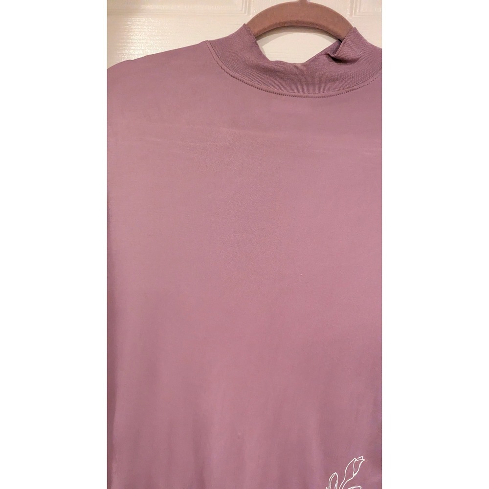 Terramar Thermasilk Top L Mauve 100% Silk Mock Neck Floral Base Layer Gorpcore - Picture 3 of 8